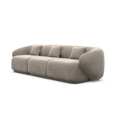 Taigano canapé 3 places en velours beige foncé