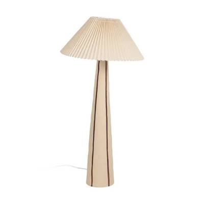 Talya lampadaire en céramique et abat-jout tissu style éventail beige H103cm