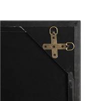 Antic miroir mural type fenêtre industrielle 12 carreaux bois noir H120cm