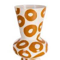 Issla vase blanc motif rond moutarde en métal H28cm