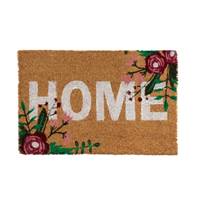 Aume tapis en fibre de coco HOME et fleurs 60x40cm