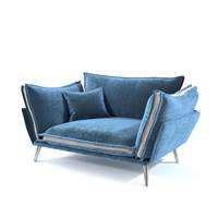 Laura fauteuil en velours bleu clair et pieds argentés