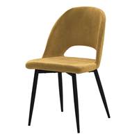 Fenton chaise en velours jaune et pieds en métal noir