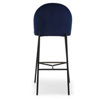 Nio tabouret de bar velours bleu encre et métal noir