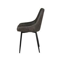 Bari chaise en tissu effet daim gris foncé