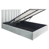 Geson lit-coffre 160x200 en velours gris argent
