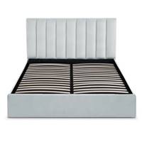 Geson lit-coffre 160x200 en velours gris argent