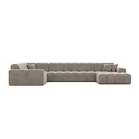 Lodce canapé panoramique d'angle droit en velours beige foncé