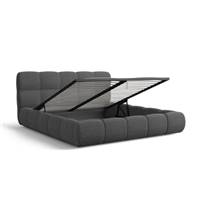 Lorea lit 180x200 avec rangement en tissu texturé gris anthracite