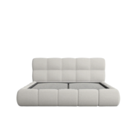 Lorea lit 180x200 avec rangement en tissu texturé gris clair