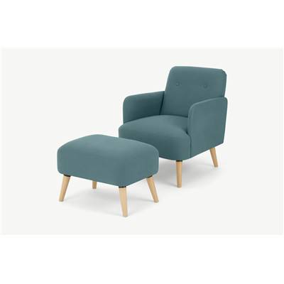 Elvi fauteuil et repose-pieds bleu sorbet