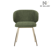 Grolette chaise en tissu vert et pieds laitonnés