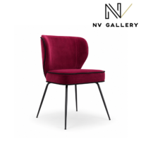 Valo chaise velours rouge et métal noir