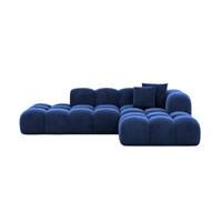 Cotton canapé salon angle gauche en velours bleu foncé