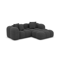 Cotton petit canapé d'angle droit en tissu texturé gris anthracite