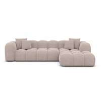 Cotton canapé d'angle droit avec chargeur et USB en tissu texturé beige
