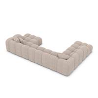 Cotton canapé panoramique d'angle droit en tissu texturé beige