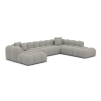 Cotton canapé panoramique d'angle gauche en tissu texturé gris clair
