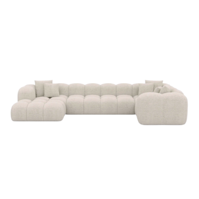 Cotton canapé panoramique angle gauche en tissu bouclé toffe