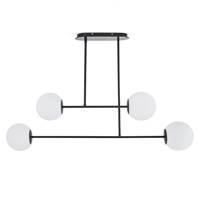 Sakura suspension metal et verre opaline 4 globes