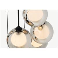 Masako grand lustre LED 10 ampoules noir et verre fumé