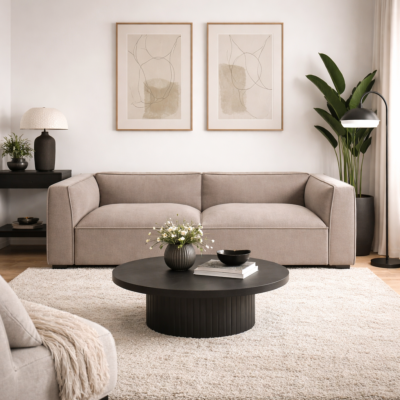 Basil canapé 3 places en velours taupe