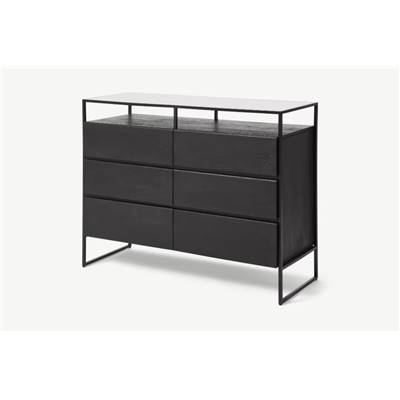 Kilby grande commode bois de manguier noir et métal noir