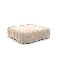 Raso table basse carrée en velours crème avec plateau en verre