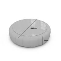 Virata table basse ronde en velours gris clair avec plateau en verre