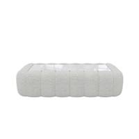 Ralia table basse rectangulaire en tissu bouclé blanc et verre