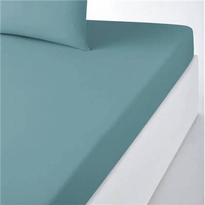 Nariosce drap housse en coton bleu azur 140x200