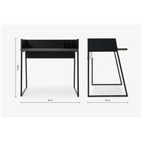 Arren bureau compact béton et acier noir