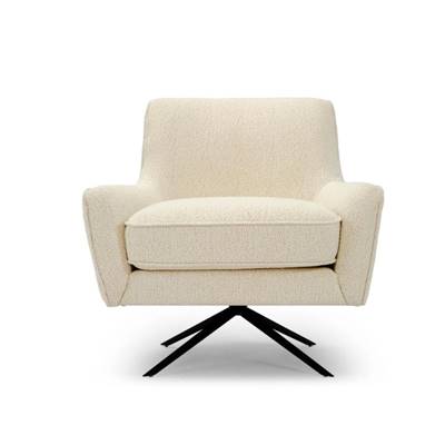 Serafin fauteuil rotatif bouclette blanc et acier noir