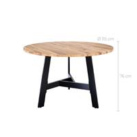 Vida table à manger ronde en bois d'acacia et métal noir 4 personnes ø115