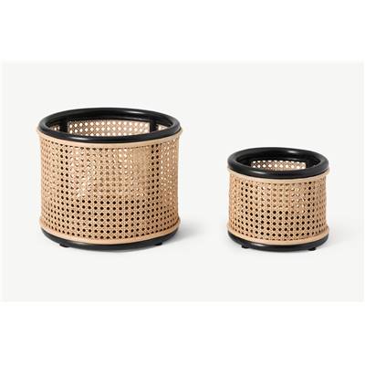 Agota lot de cache-pot noir et naturel