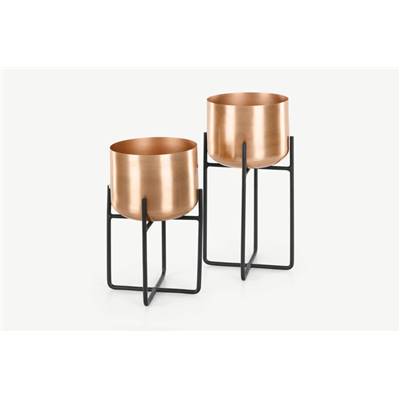 Salix lot de 2 cache-pots sur pieds cuivre
