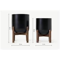 Sanne lot de 2 cache-pots bois de manguier et noir
