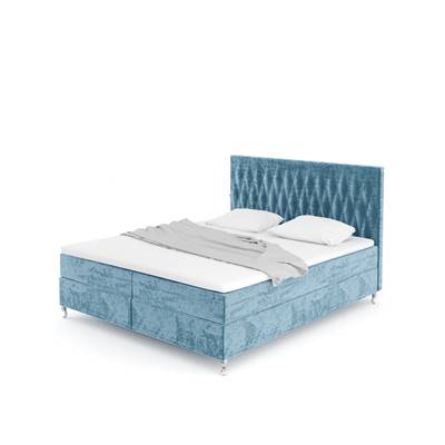 Kingston lit en velours bleu clair 180x200