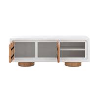 Bergame meuble TV en béton blanc cassé et bois d'acacia