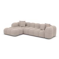 Cotton canapé d'angle gauche en tissu texturé beige