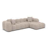 Cotton canapé d'angle droit en tissu texturé beige
