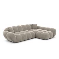 Sigono canapé d'angle droit en velours beige foncé