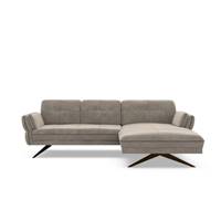 Rokosi canapé d'angle droit avec tétières réglables en velours beige foncé