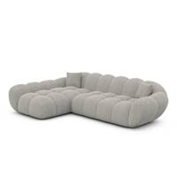 Sigono canapé d'angle gauche en tissu texturé gris clair