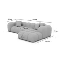 Cotton canapé d'angle droit en velours gris clair