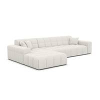 Lodce canapé d'angle gauche en tissu texturé blanc