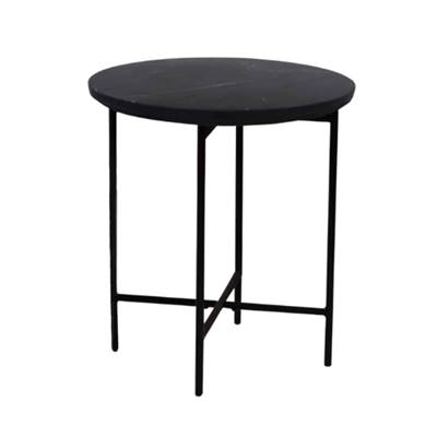 Maize table basse ronde en marbre noir et métal Ø50cm
