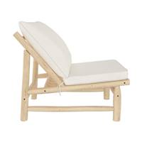 Narel fauteuil de jardin en teck massif et coussins blanc cassé