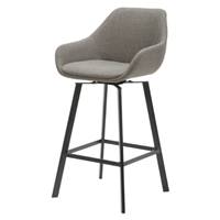 Moss chaise plan de travail pivotante en tissu gris argent pieds métal noir H65