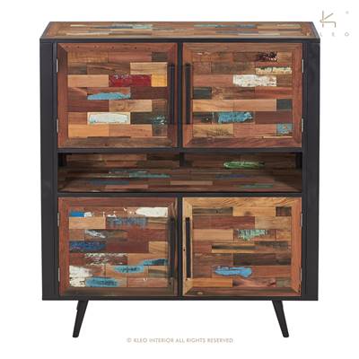 Soho buffet haut bois de bateau recyclé 4 portes H150cm